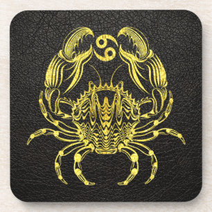 Cancer Gold on Leather コースター