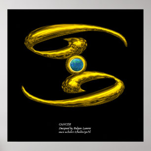 CANCER/ GOLD ZODIAC BIRTHDAY SIGN ポスター