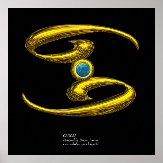 CANCER/ GOLD ZODIAC BIRTHDAY SIGN ポスター (正面)