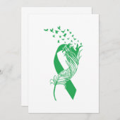 Cancer Green Ribbon Feather Birds セーブザデート (正面/裏面)