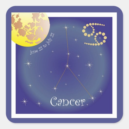 Cancer June 22 to July 22 Aufkleber スクエアシール (正面)