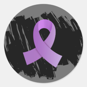 Cancer Lavender Ribbon With大将の走り書き ラウンドシール