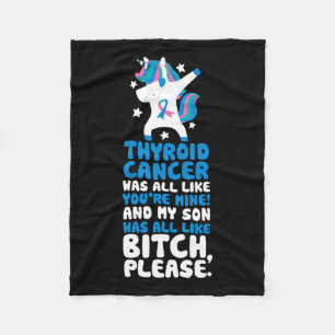 Cancer My Son Please引用文ユニコーン フリースブランケット