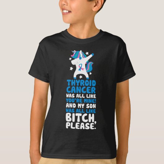 Cancer My Son Please引用文ユニコーン Tシャツ (正面)