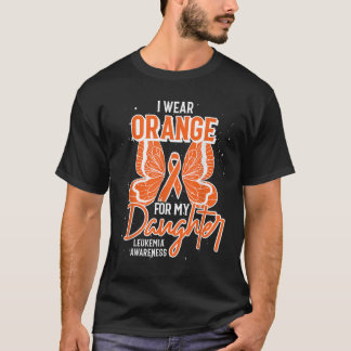 Cancer Orange Ribbon Butterfly Daughter Leukemia A Tシャツ
