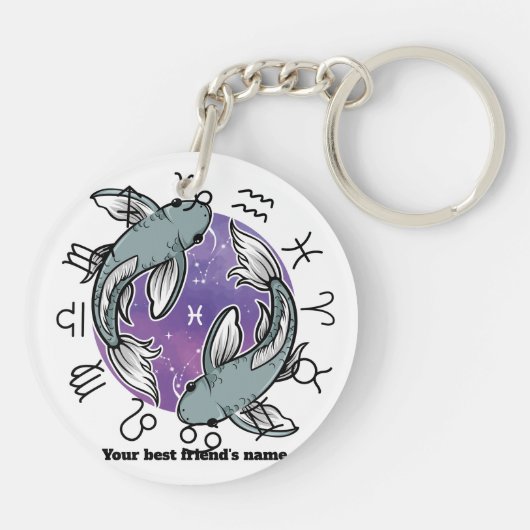 Cancer Pisces Zodiac Acrylic Keychain キーホルダー (裏面)