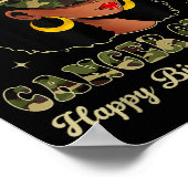 Cancer Queen Loc'd Black Woman Camo Cap Zodiac Sig ポスター (角)