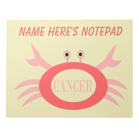 Cancer Star Sign Crabメモ帳 ノートパッド (正面)