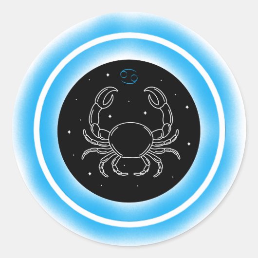 Cancer Symbol – Minimal Astrology Emblem ラウンドシール (正面)