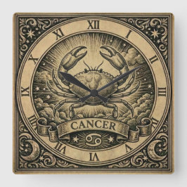 Cancer Vintage Zodiac Wall Clock スクエア壁時計