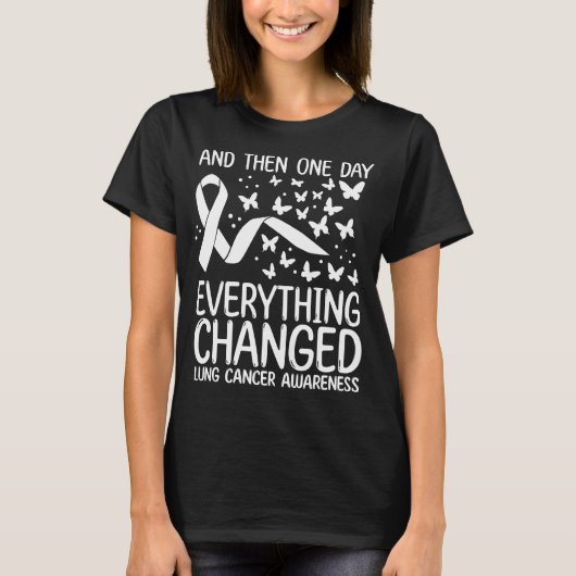 Cancer Warrior Ribbon Fight Lung Cancer Awareness Tシャツ (正面)