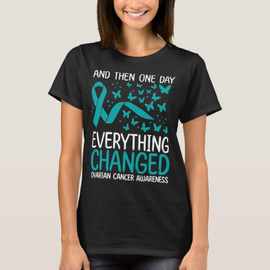 Cancer Warrior Ribbon Ovarian Cancer Awareness Tシャツ (正面)