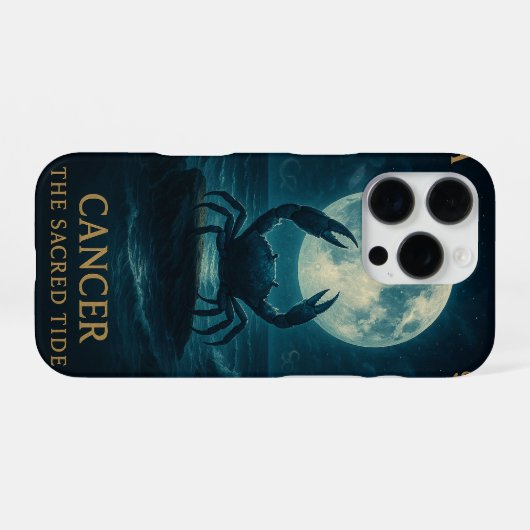 Cancer Zodiac Art – Moonlit Crab and Ocean iPhoneケース (裏面横)