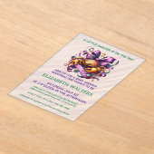 Cancer Zodiac Baby Shower Lavender and Green アクリル招待状 (レイダウン)