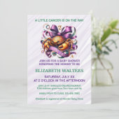 Cancer Zodiac Baby Shower Lavender and Green 招待状 (スタンド正面)