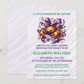 Cancer Zodiac Baby Shower Lavender and Green 招待状 (正面/裏面)