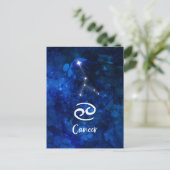 Cancer Zodiac Constellation Blue Galaxy Celestial ポストカード (スタンド正面)