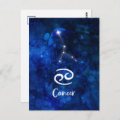 Cancer Zodiac Constellation Blue Galaxy Celestial ポストカード (正面/裏面)