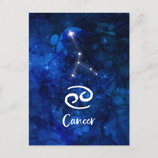 Cancer Zodiac Constellation Blue Galaxy Celestial ポストカード (正面)