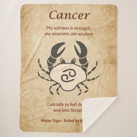 Cancer Zodiac Design with Intuitive Affirmations シェルパブランケット (正面)
