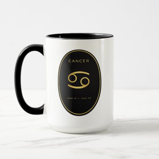 Cancer Zodiac Gold Oval Emblem Mug | Luxury Astrol マグカップ (左)