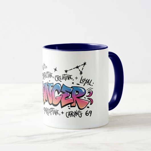 Cancer Zodiac Graffiti  マグカップ (正面右)