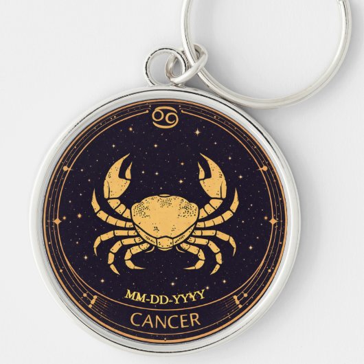 Cancer Zodiac Keychain with Birth Date キーホルダー (正面)