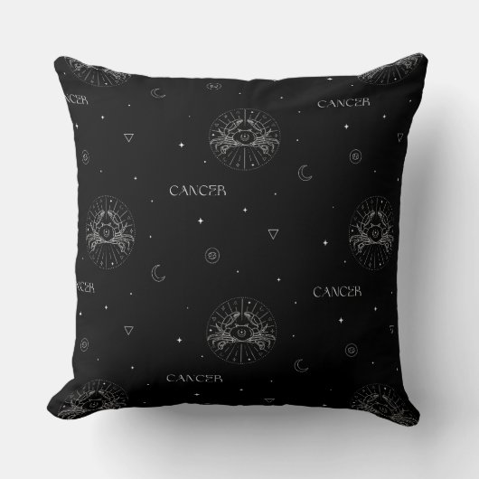 Cancer Zodiac Pattern in Black and White クッション (正面)