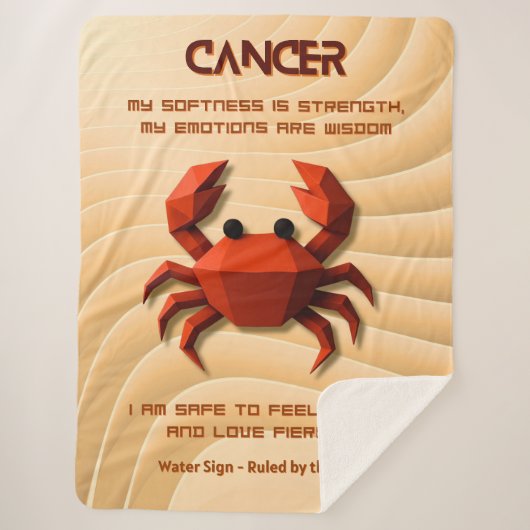 Cancer Zodiac Sign Modern 3D Astrology Design シェルパブランケット (正面)