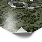 Cancer Zodiac Symbol on Woodland Digital Camo フォトプリント (角)