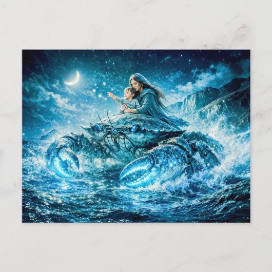 Cancer Zodiac with Mother and Child Reaching for t ポストカード (正面)