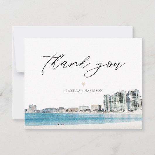 CANCUNメキシコビーチ結婚式写真サンキューカード 招待状 (正面)