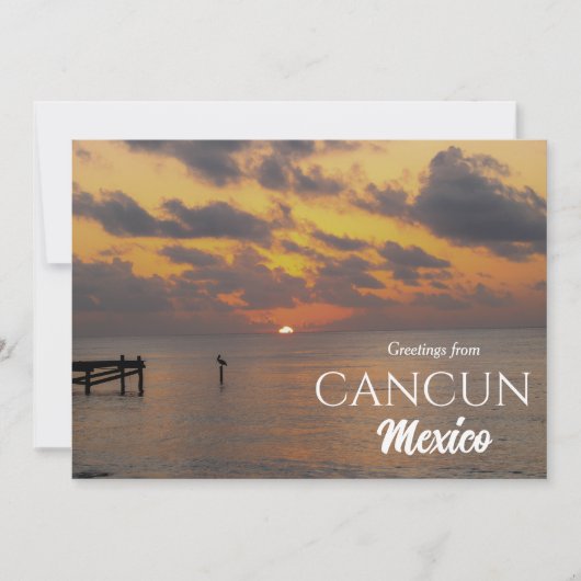 Cancun Mexicoポストカードからの夕日の挨拶 招待状 (正面)