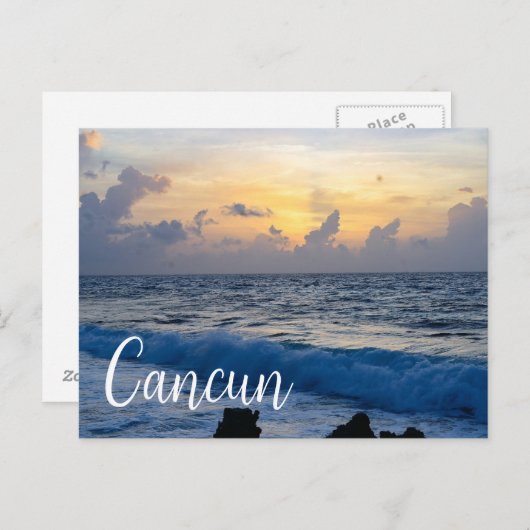Cancun Mexico Beach Sunset ポストカード (正面/裏面)