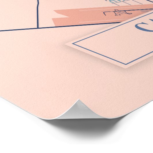 Cancun Mexico Breezy City Map Travel ポスター (角)