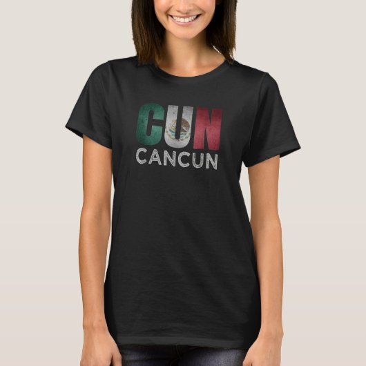 Cancun Mexico Flag Mexican Roots Airport Code Cun  Tシャツ (正面)