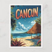 Cancun Mexico Vintage Illustration Travel ポストカード (正面)
