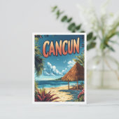 Cancun Mexico Vintage Illustration Travel ポストカード (スタンド正面)