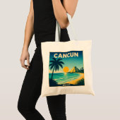 Cancun Mexico Vintage Travel Poster トートバッグ (正面(商品))