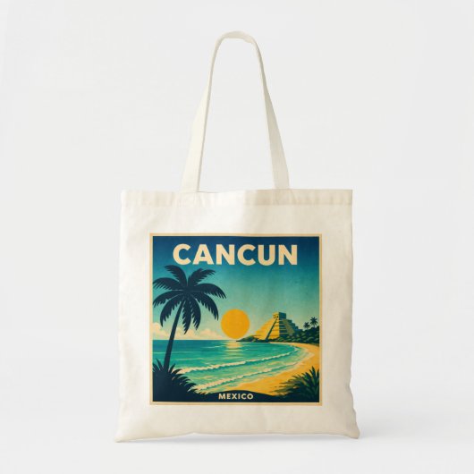Cancun Mexico Vintage Travel Poster トートバッグ (正面)