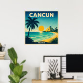 Cancun Mexico Vintage Travel Poster ポスター (ホームオフィス)