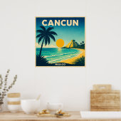 Cancun Mexico Vintage Travel Poster ポスター (キッチン)