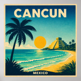 Cancun Mexico Vintage Travel Poster ポスター