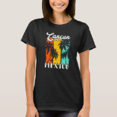 Cancun Palm Trees Beach Mexico Retro Vacation Fami Tシャツ (正面)
