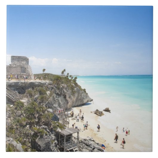 Cancun, Quintana Roo,メキシコ – 丘の遺跡 タイル (正面)