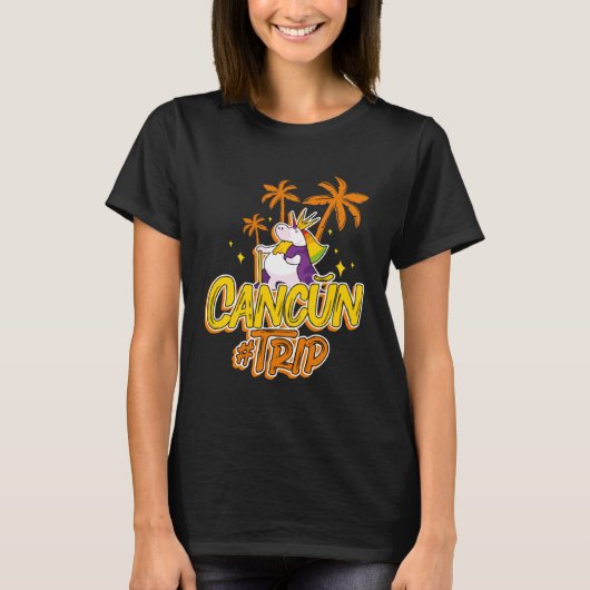 Cancun Trip Unicorn Party  Vacation Mexico Tシャツ (正面)
