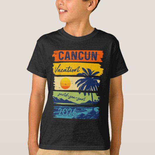 Cancun Vacation 2026 Sea Sand Beach Summer Trip Re Tシャツ (正面)