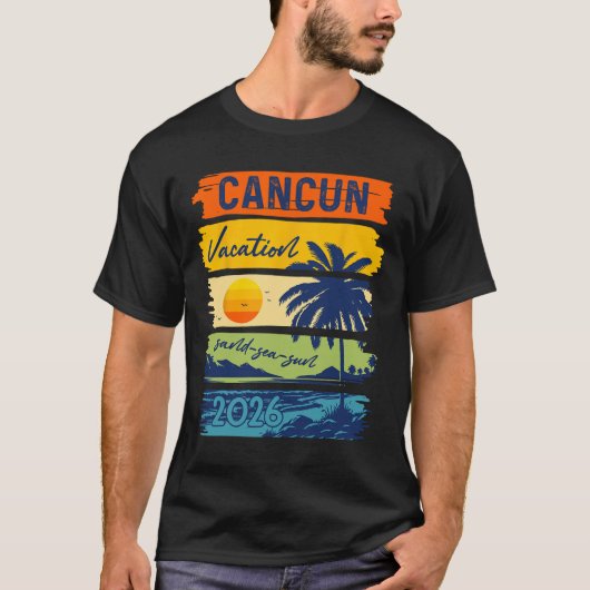 Cancun Vacation 2026 Sea Sand Beach Summer Trip Re Tシャツ (正面)