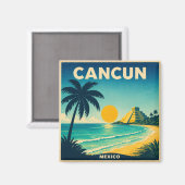 Cancun Vintage Travel Poster Magnet マグネット (正面/裏面)