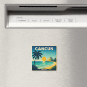 Cancun Vintage Travel Poster Magnet マグネット (インサイチュ (食洗機))